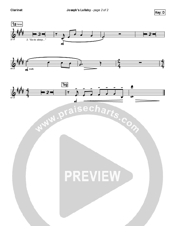 Joseph's Lullaby Clarinet (MercyMe)