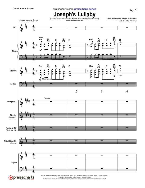 Joseph's Lullaby Conductor's Score (MercyMe)