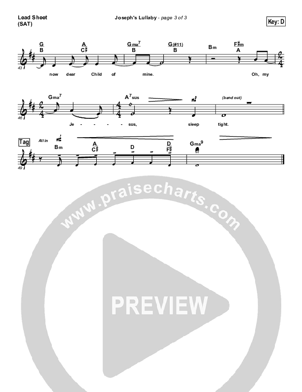 Joseph's Lullaby Lead Sheet (SAT) (MercyMe)