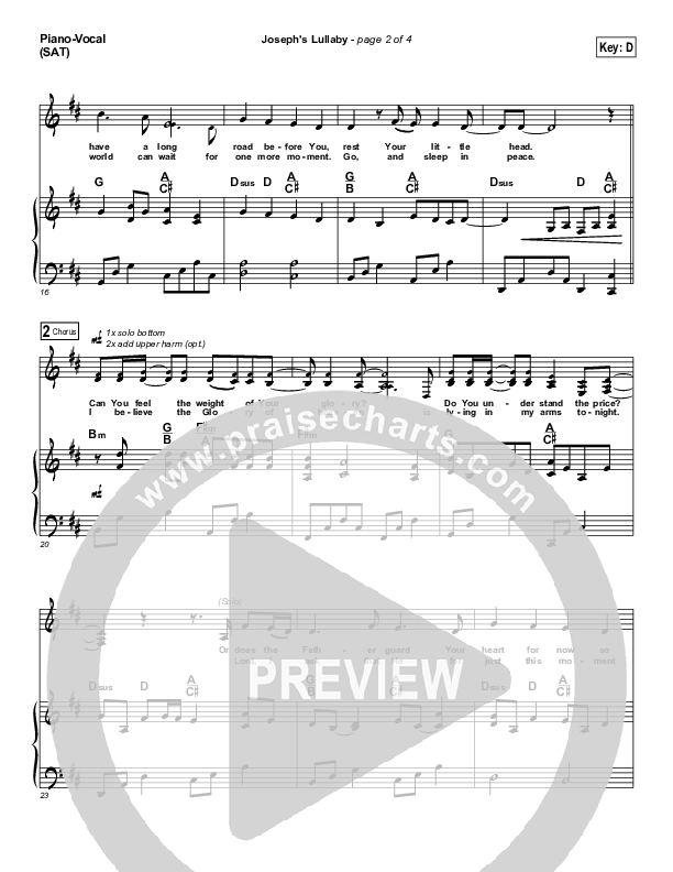 Joseph's Lullaby Piano/Vocal (SAT) (MercyMe)