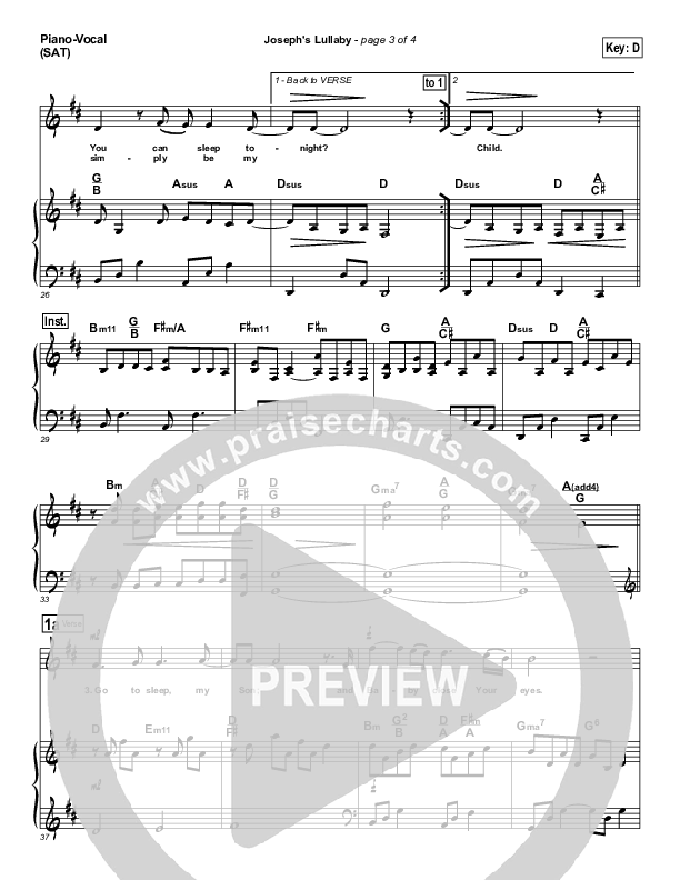 Joseph's Lullaby Piano/Vocal (SAT) (MercyMe)