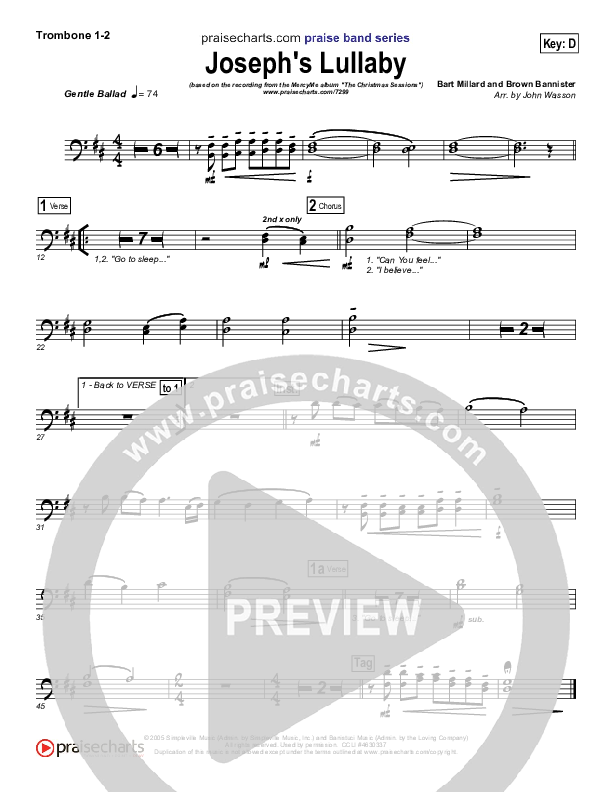 Joseph's Lullaby Trombone 1/2 (MercyMe)
