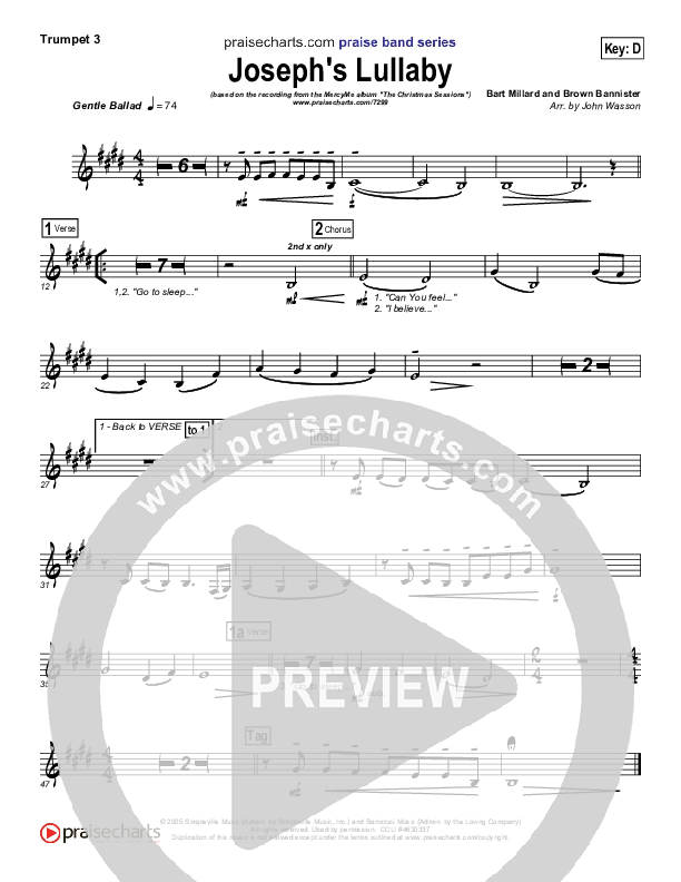 Joseph's Lullaby Trumpet 3 (MercyMe)