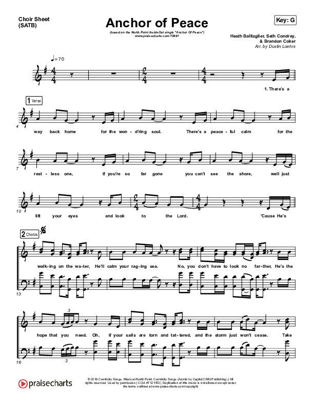 Anchor Of Peace Choir Sheet (SATB) (North Point Worship / Desi Raines)