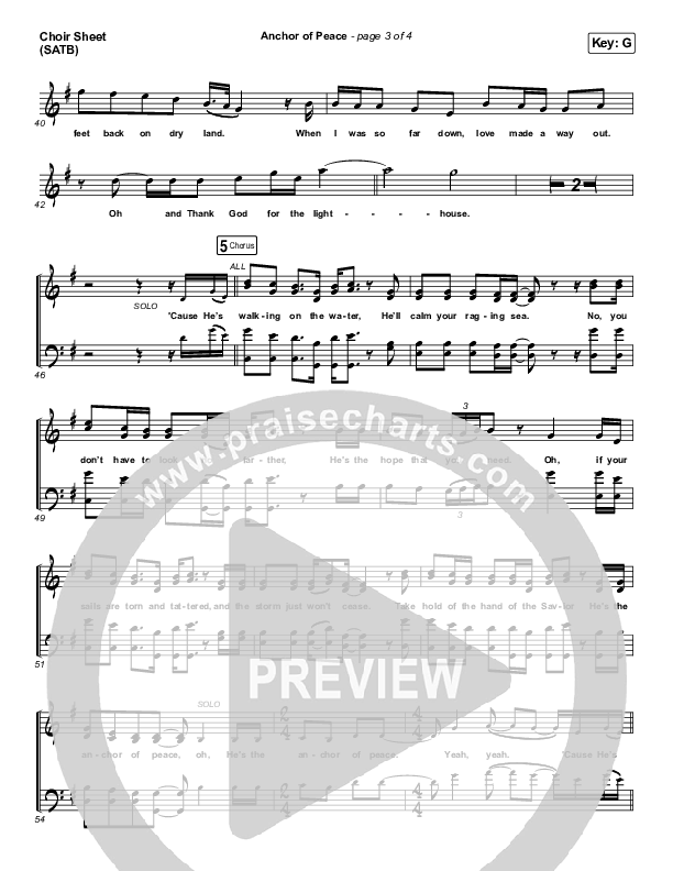 Anchor Of Peace Choir Sheet (SATB) (North Point Worship / Desi Raines)