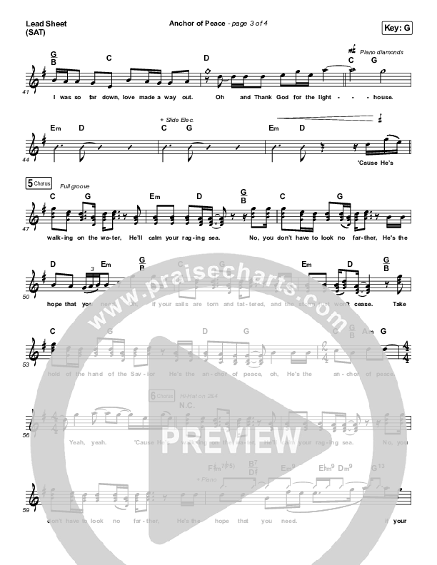 Anchor Of Peace Lead Sheet (SAT) (North Point Worship / Desi Raines)