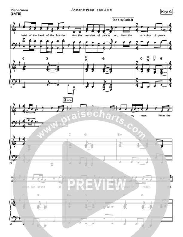 Anchor Of Peace Piano/Vocal (SATB) (North Point Worship / Desi Raines)