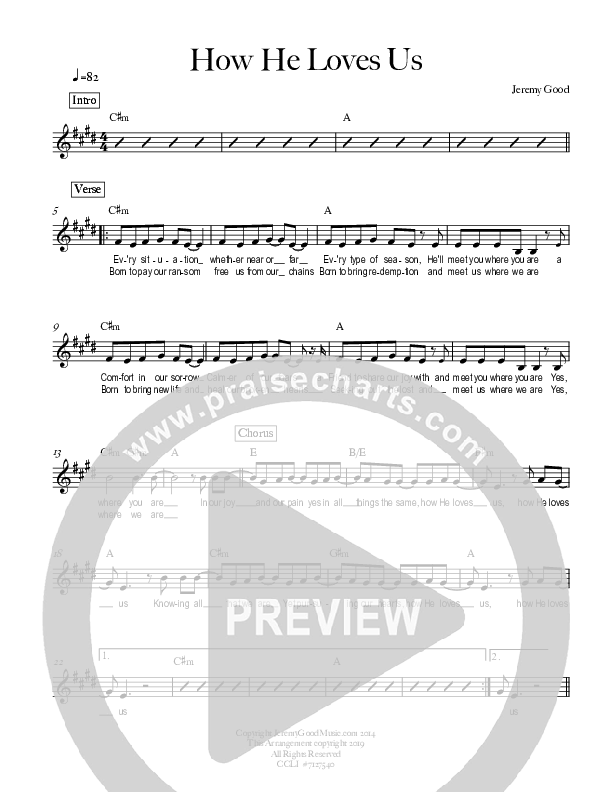 How He Loves Us Lead Sheet (Jeremy Good)
