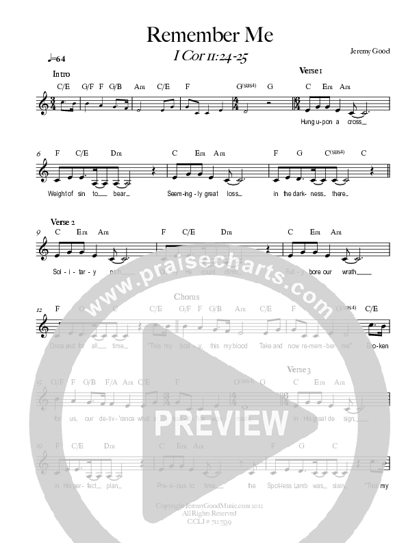 Remember Me Lead Sheet (Jeremy Good)