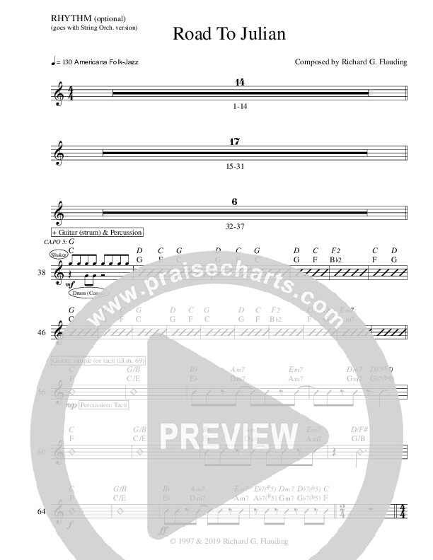 Road To Julian (Instrumental) Rhythm Chart (Ric Flauding)