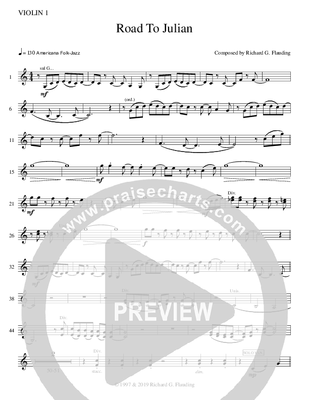 Road To Julian (Instrumental) Violin 1 (Ric Flauding)