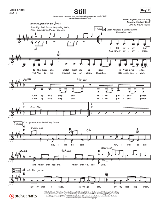 Still Lead Sheet (SAT) (Amanda Lindsey Cook)