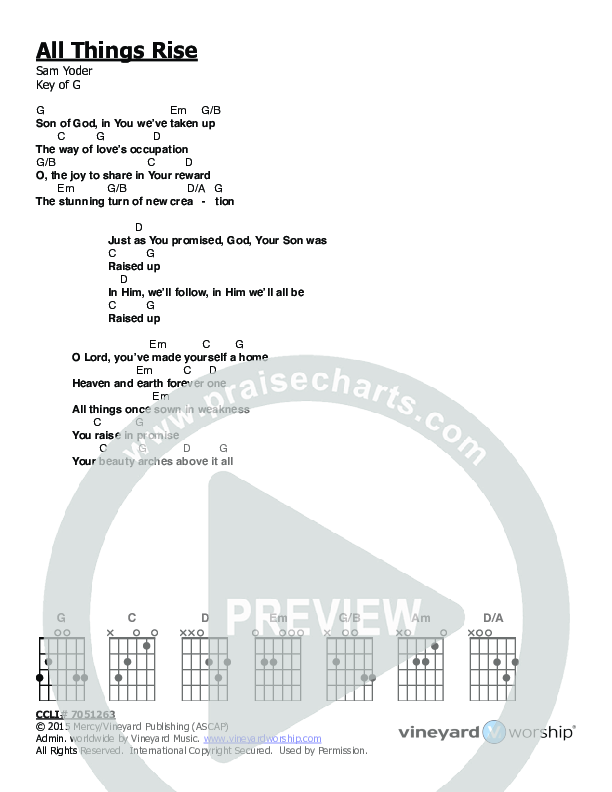 All Things Rise Chords & Lyrics (Vineyard Music UK)