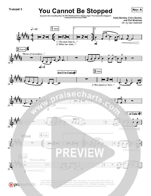 You Cannot Be Stopped Trumpet 3 (Phil Wickham / Chris Quilala)