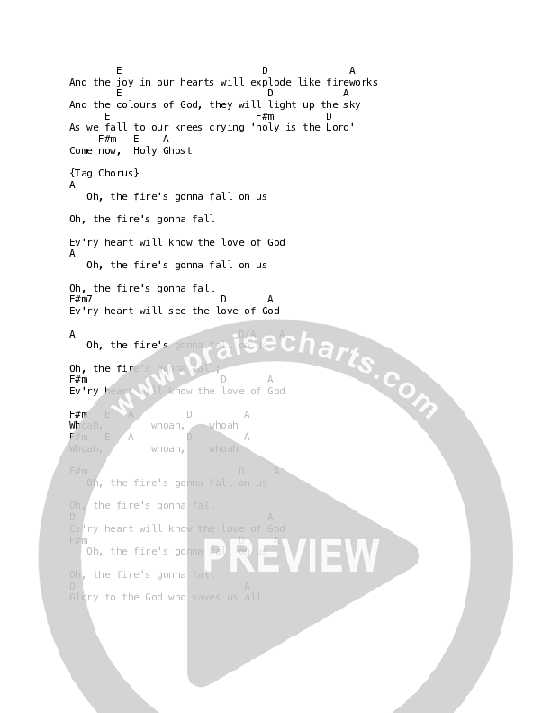 Fire's Gonna Fall Chord Chart (Martin Smith)