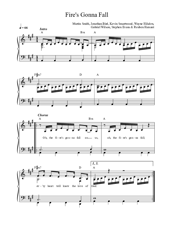 Fire's Gonna Fall Lead Sheet (Martin Smith)