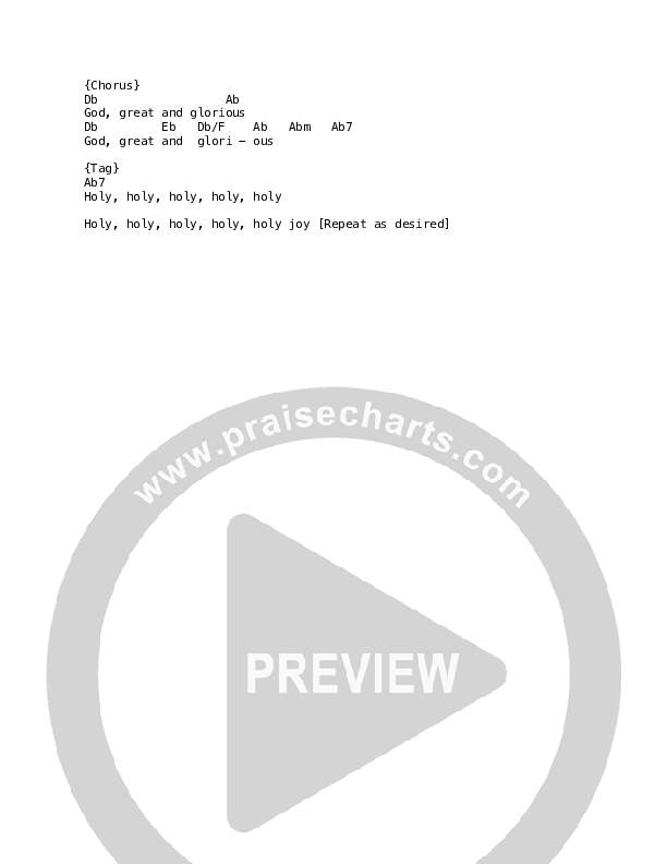 Great And Glorious Chords & Lyrics (Martin Smith)