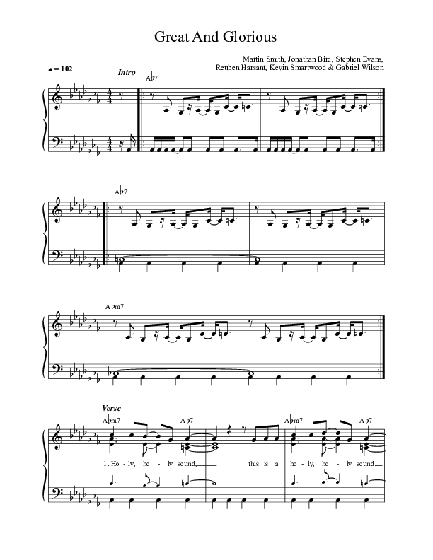 Great And Glorious Lead Sheet (SAT) (Martin Smith)