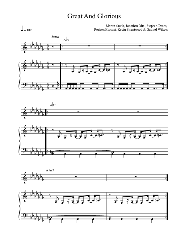 Great And Glorious Lead & Piano (Martin Smith)