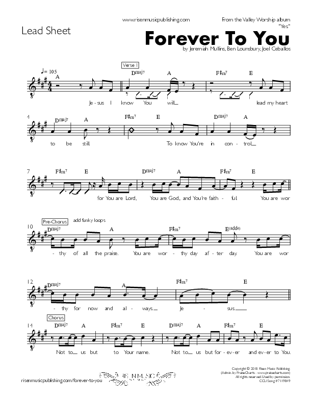Forever To You Lead Sheet (Valley Worship)