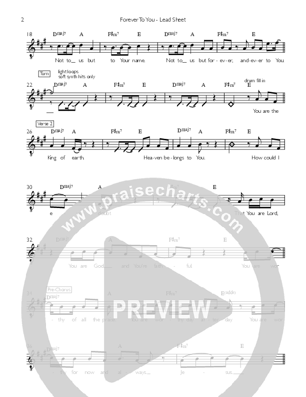 Forever To You Lead Sheet (Valley Worship)