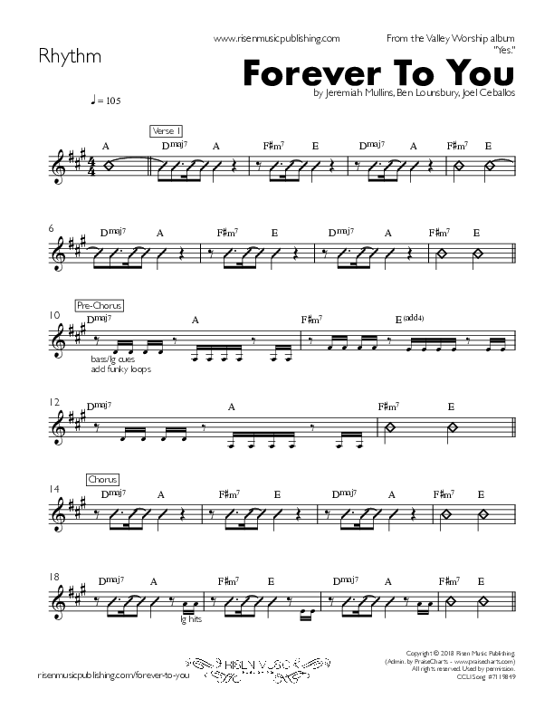 Forever To You Rhythm Chart (Valley Worship)
