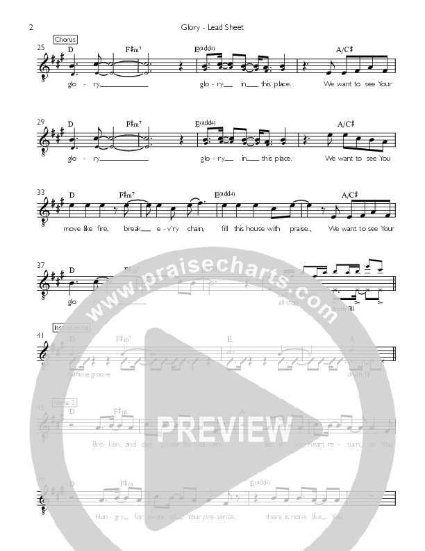 Glory Lead Sheet (Valley Worship)