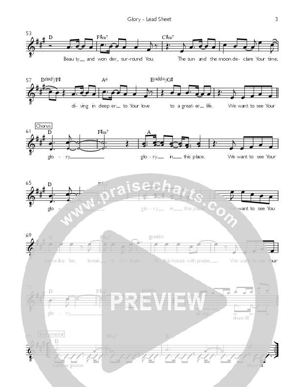 Glory Lead Sheet (Valley Worship)