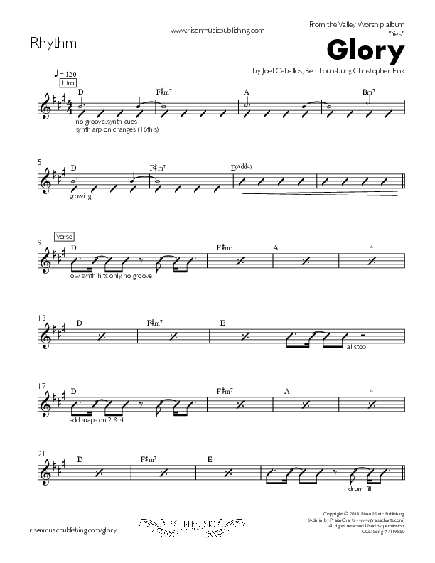Glory Rhythm Chart (Valley Worship)