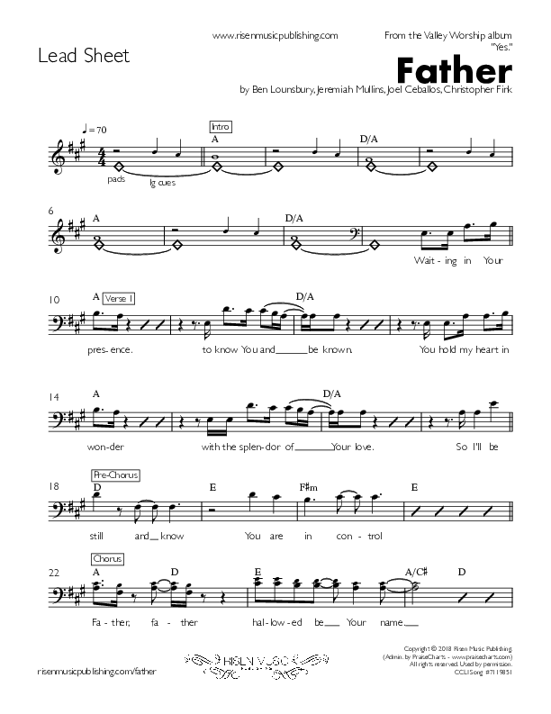 Father Lead Sheet (Valley Worship)