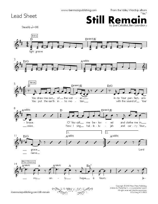 Still Remain Lead Sheet (Valley Worship)