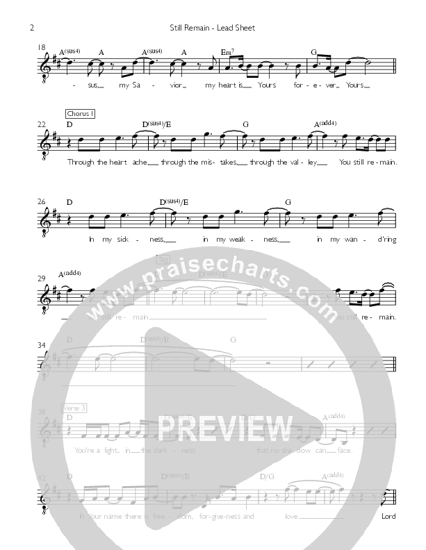 Still Remain Lead Sheet (Valley Worship)