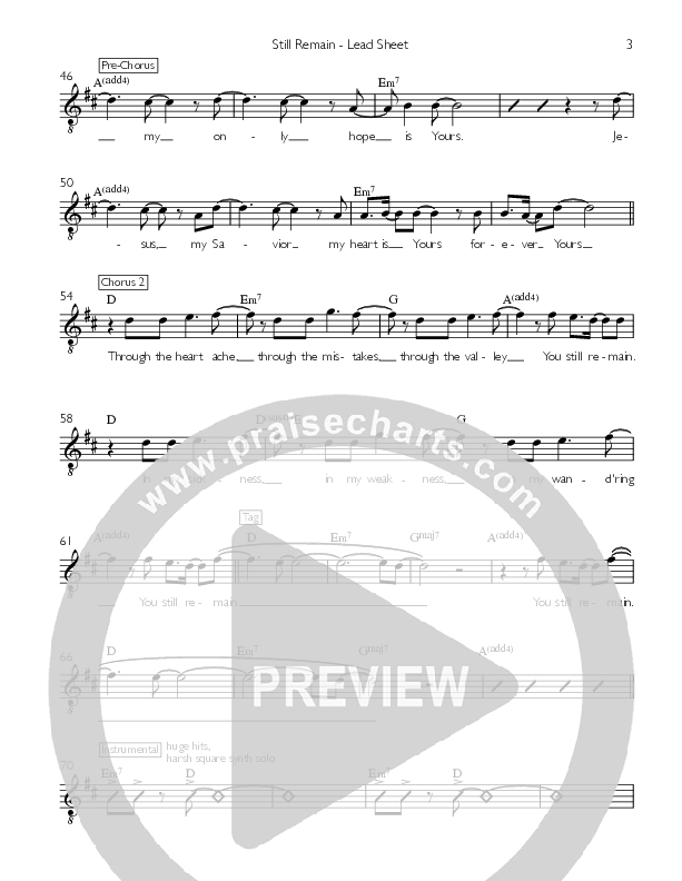 Still Remain Lead Sheet (Valley Worship)