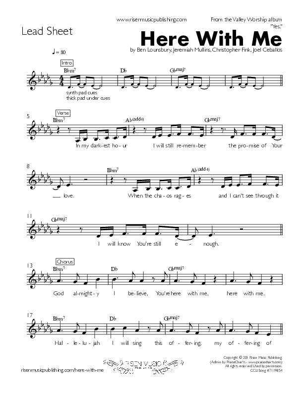 Here With Me Lead Sheet (Valley Worship)