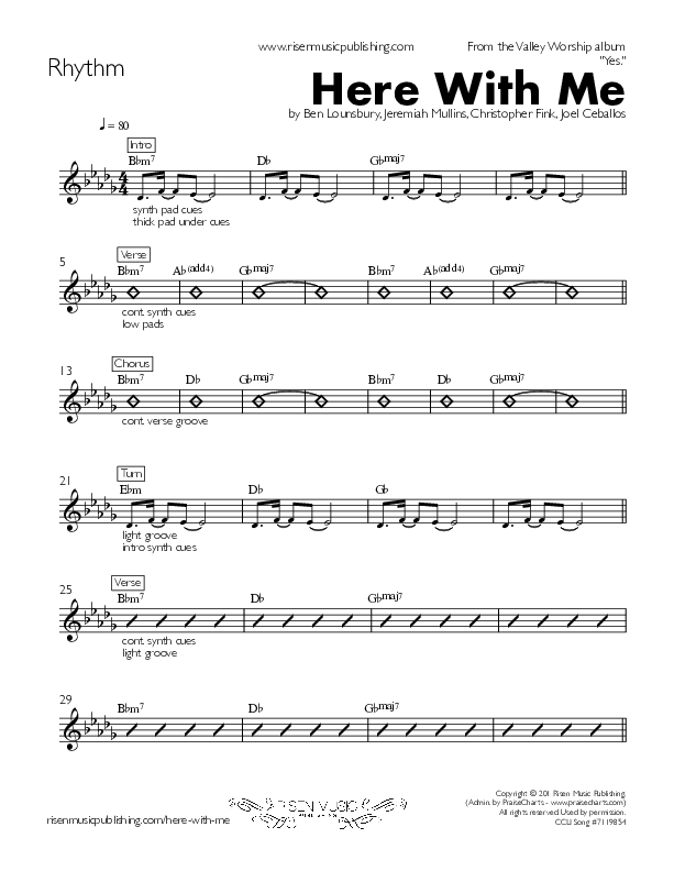 Here With Me Rhythm Chart (Valley Worship)