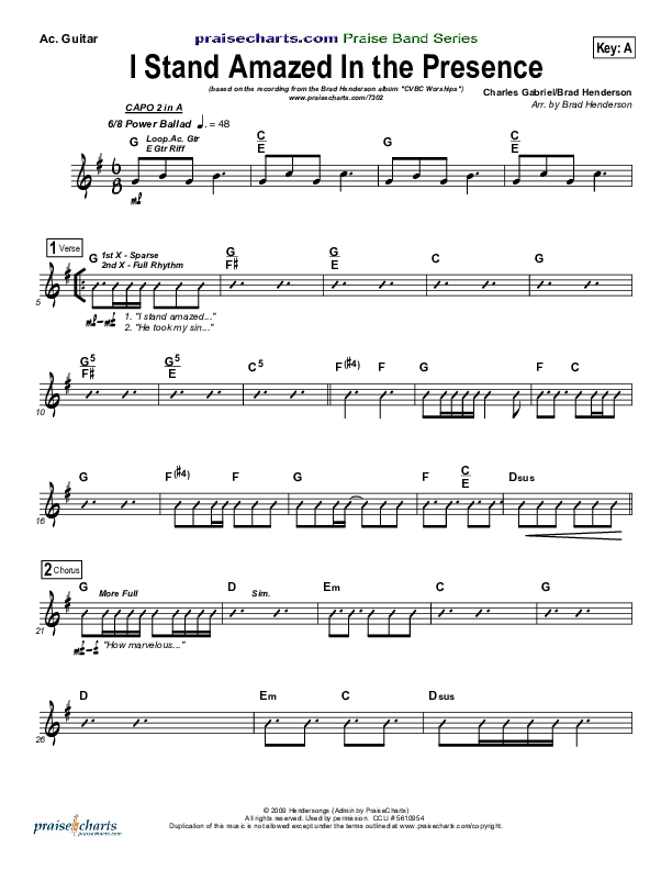 I Stand Amazed In the Presence Rhythm Chart (Brad Henderson)