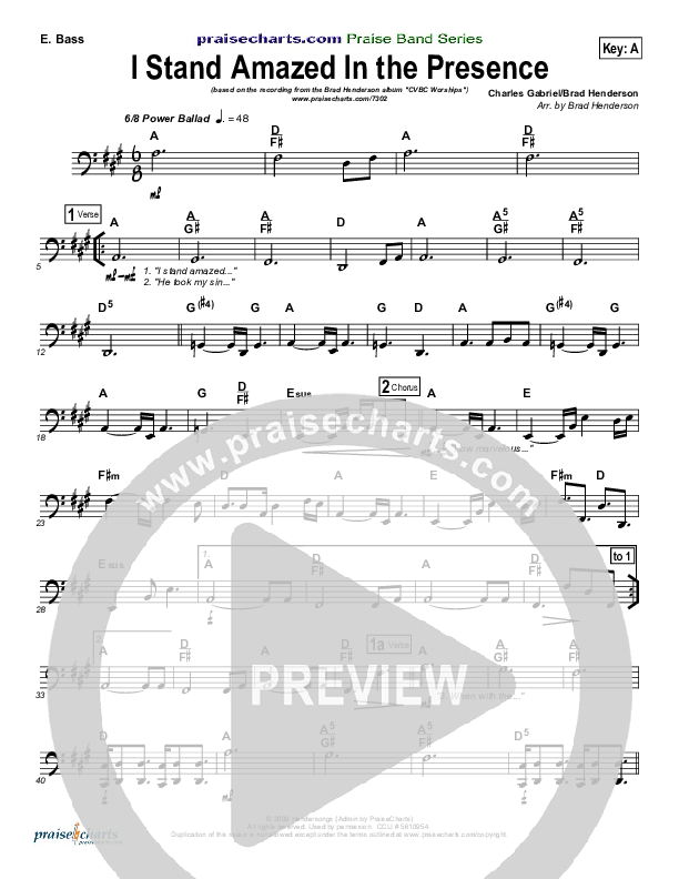 I Stand Amazed In the Presence Bass Guitar (Brad Henderson)