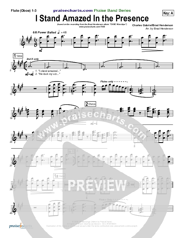 I Stand Amazed In the Presence Flute/Oboe 1/2/3 (Brad Henderson)