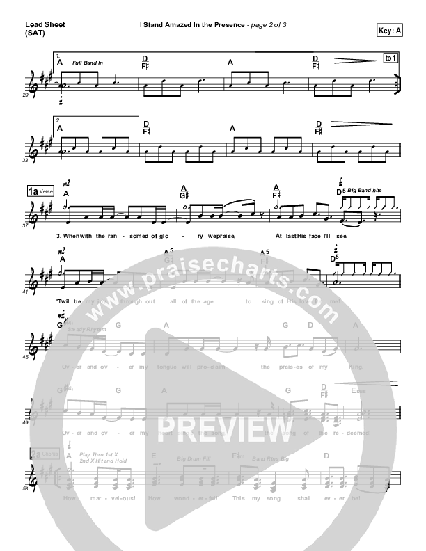 I Stand Amazed In the Presence Lead Sheet (SAT) (Brad Henderson)