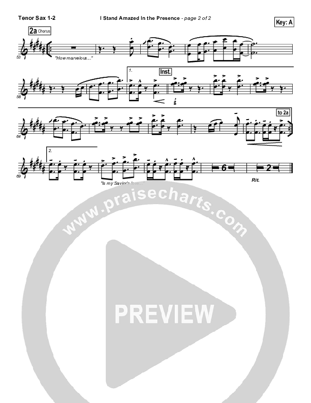 I Stand Amazed In the Presence Tenor Sax 1/2 (Brad Henderson)