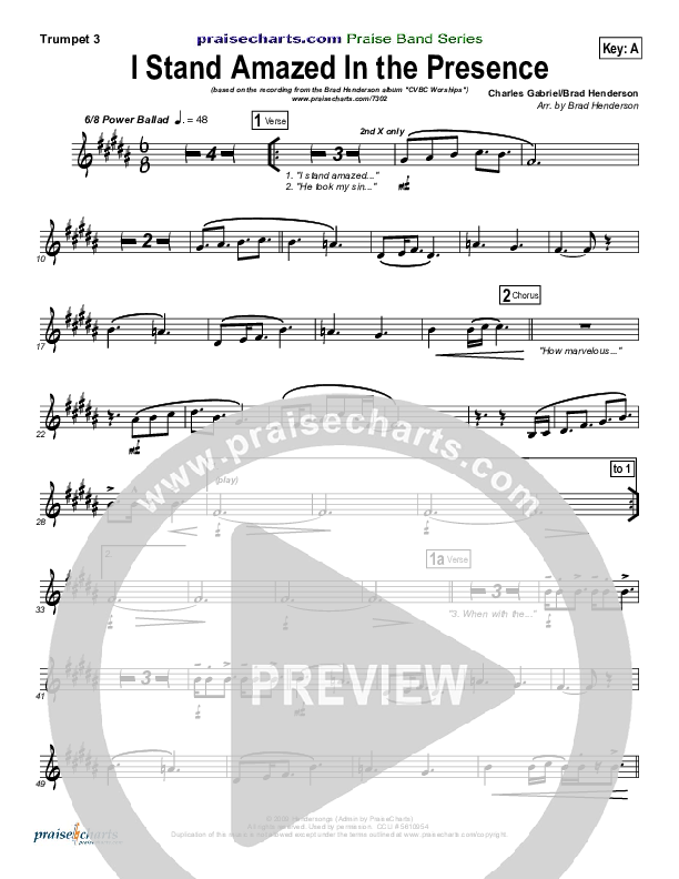 I Stand Amazed In the Presence Trumpet 3 (Brad Henderson)