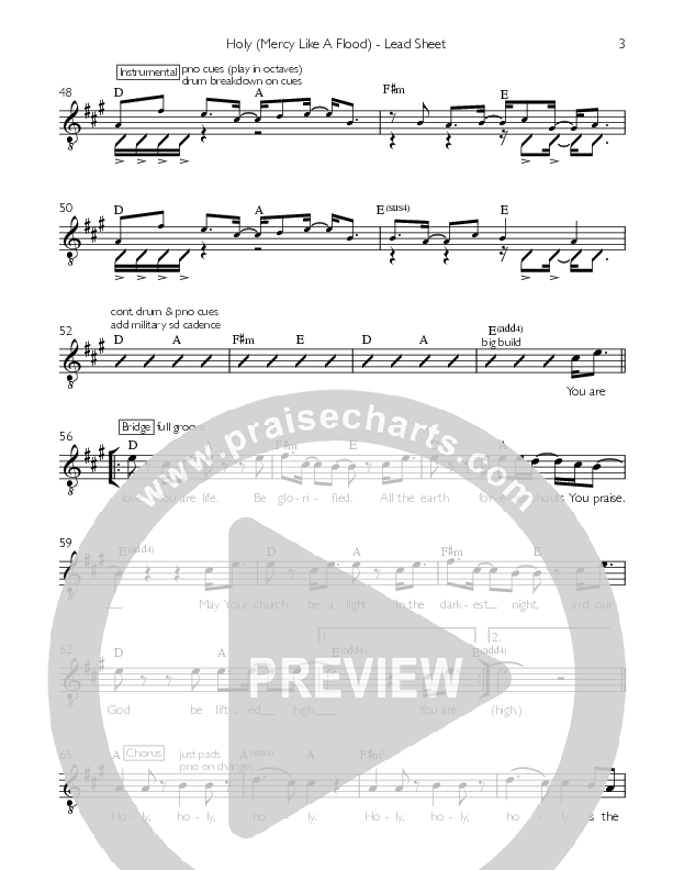 Holy (Mercy Like A Flood) Lead Sheet (Valley Worship)