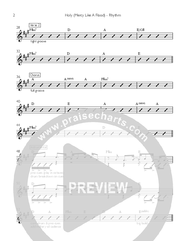Holy (Mercy Like A Flood) Rhythm Chart (Valley Worship)