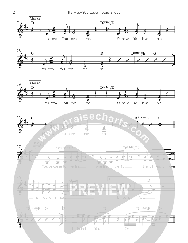 It's How You Love Lead Sheet (Valley Worship)