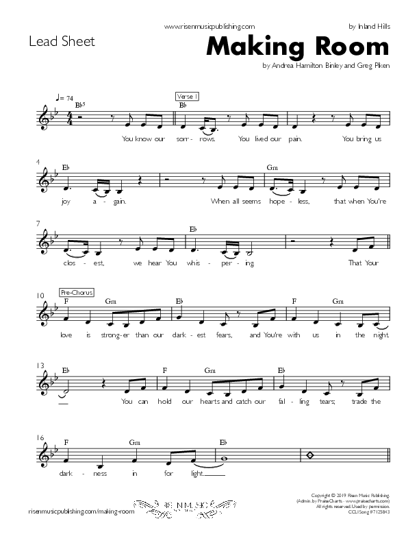 Making Room Lead Sheet (Inland Hills Church)