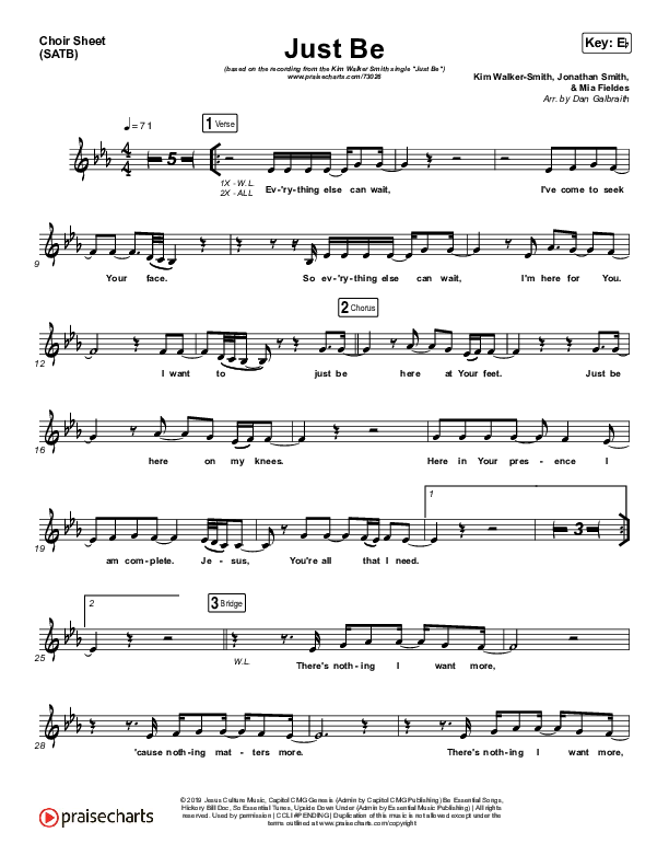 Just Be Choir Sheet (SATB) (Kim Walker-Smith)
