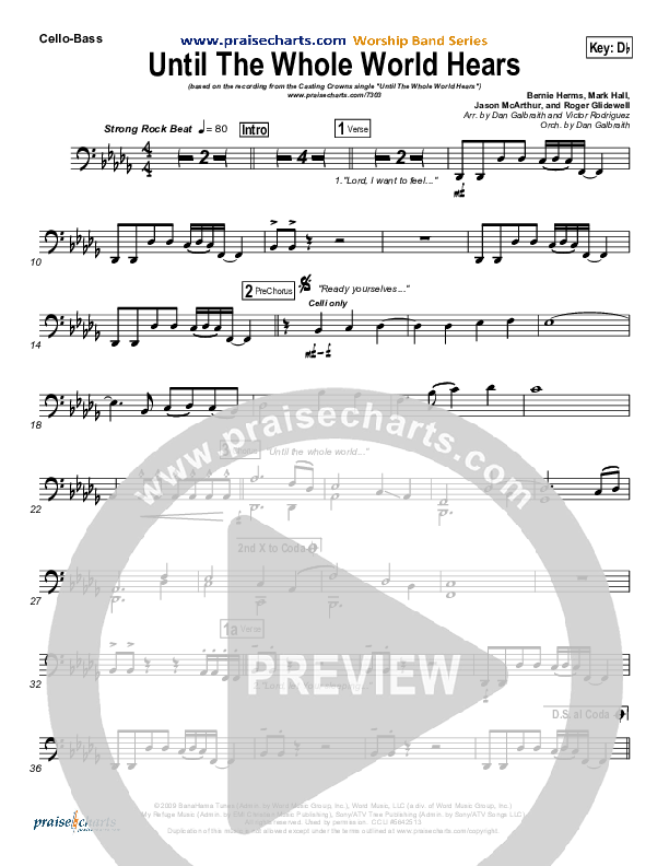 Until The Whole World Hears Cello/Bass (Casting Crowns)