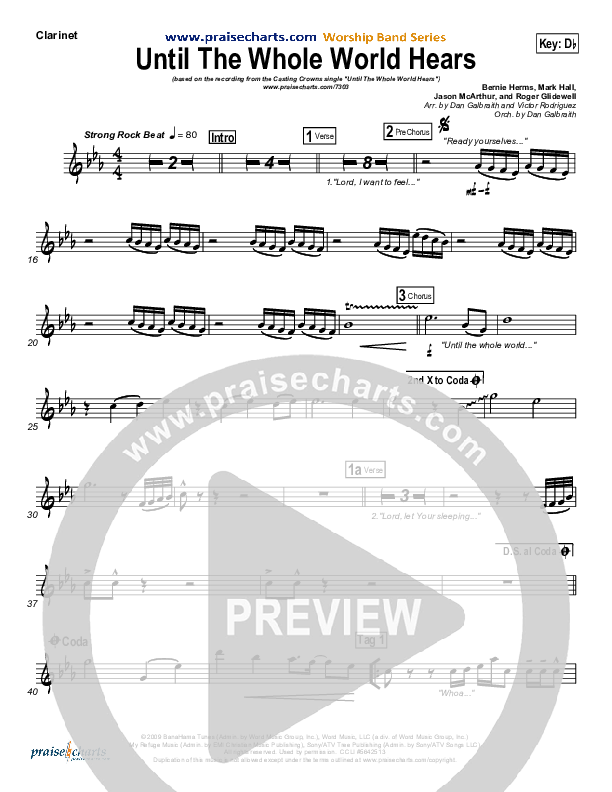 Until The Whole World Hears Clarinet (Casting Crowns)