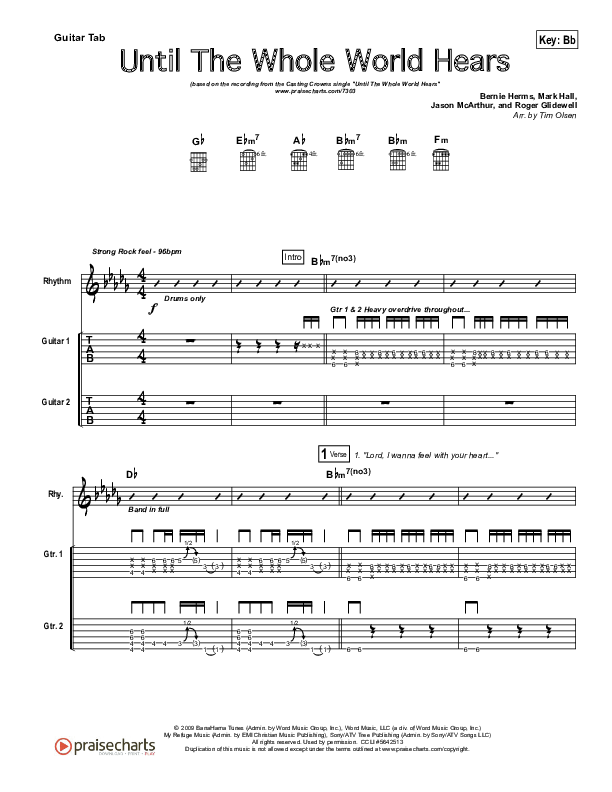 Until The Whole World Hears Guitar Tab (Casting Crowns)