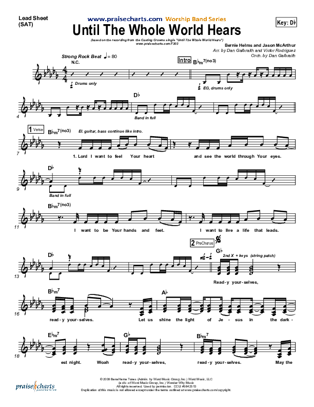 Until The Whole World Hears Lead Sheet (SAT) (Casting Crowns)